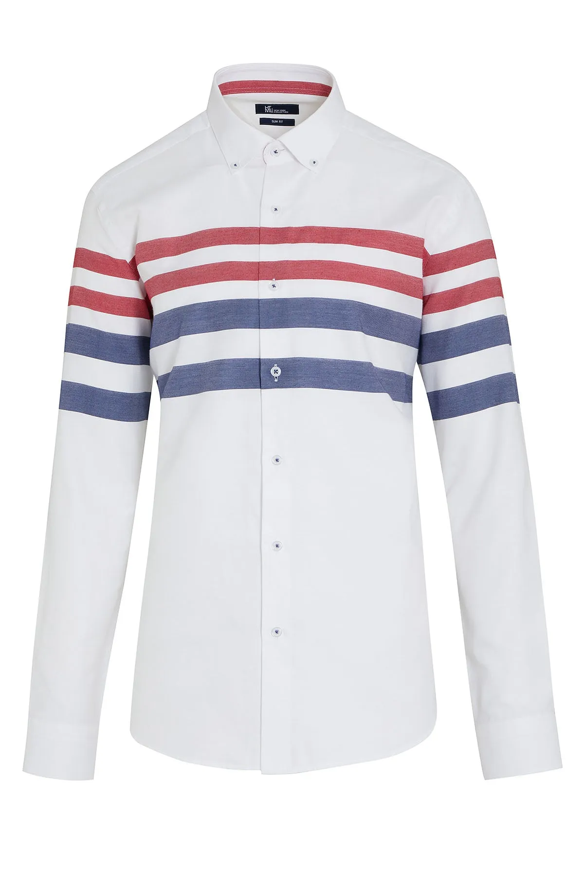 Dynamic Fit Striped Cotton Blend Red Casual Shirt