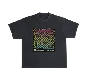 Endless Summer Rainbow Check Black Boxy Tee