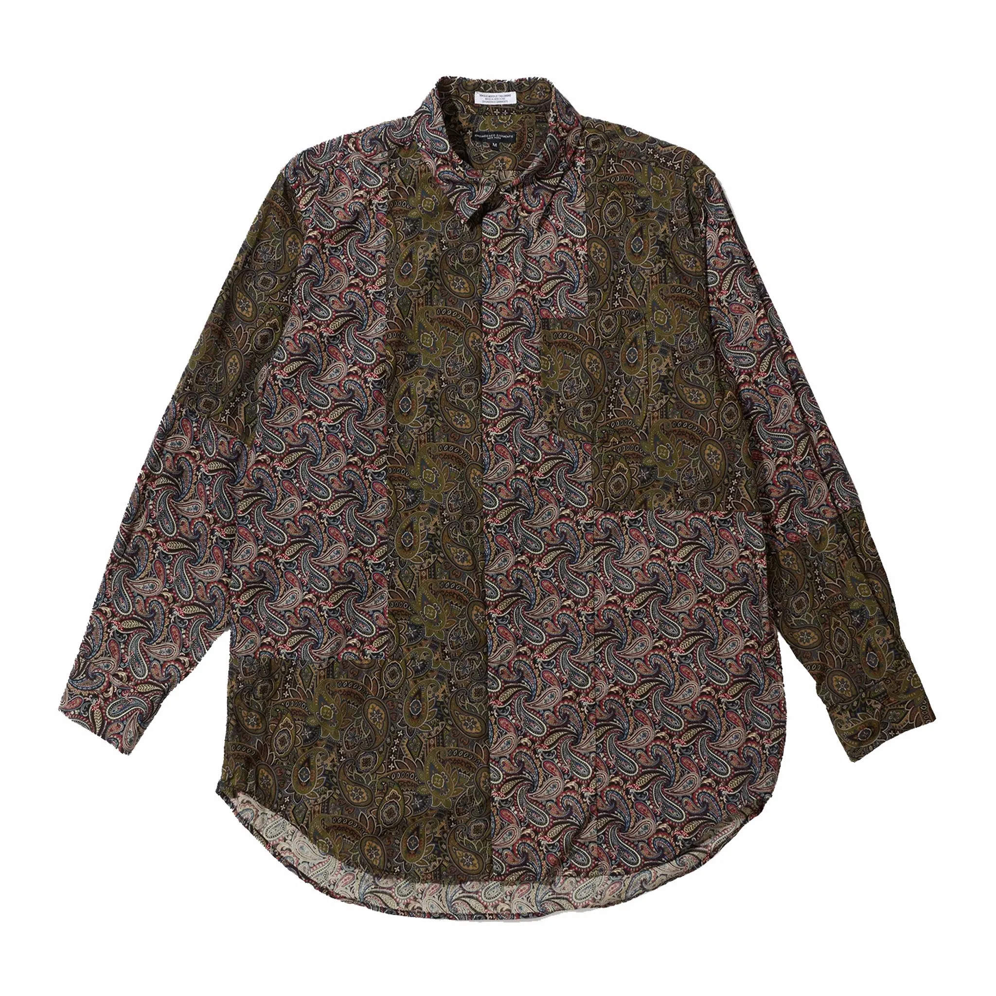 Engineered Garments Combo Short Collar Shirt (Olive/Black Cotton Paisley Print)