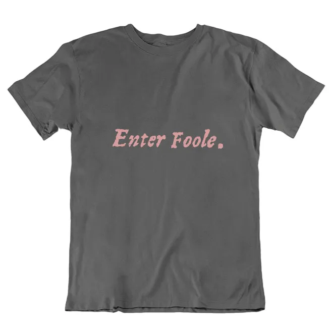 Enter Foole First Folio T-shirt - Grey - Choice of Shapes/Styles