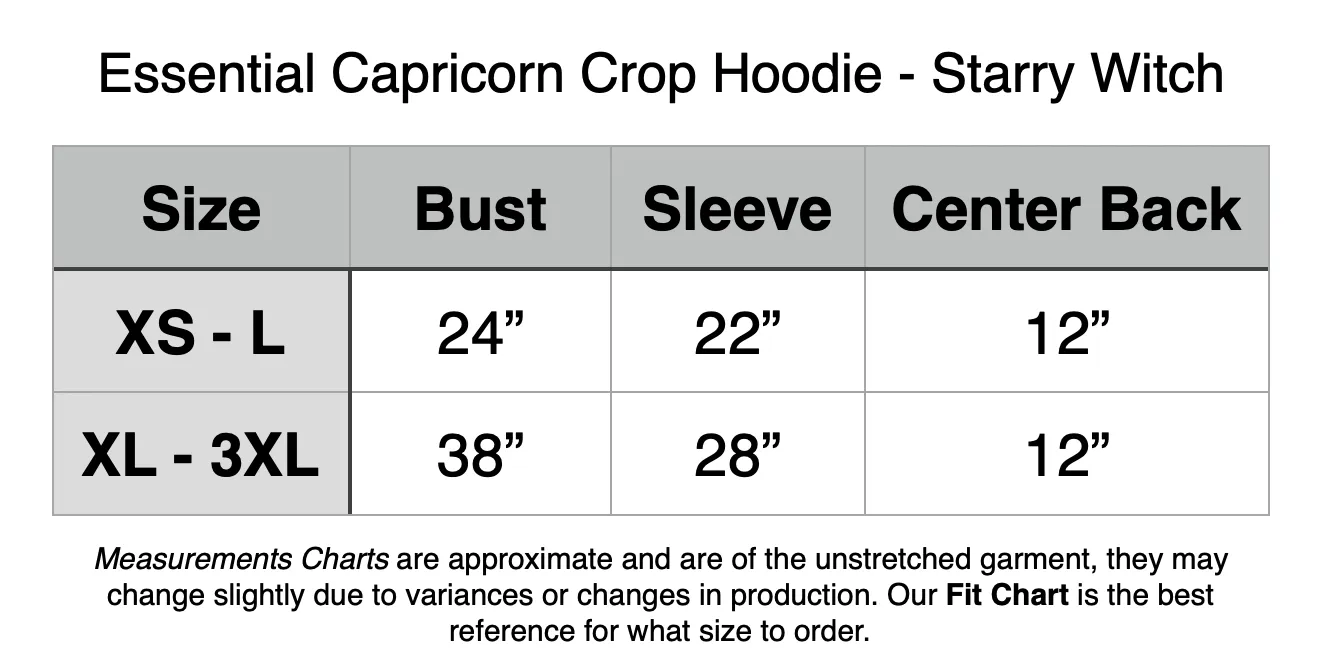 Essential Capricorn Crop Hoodie - White Starry Witch