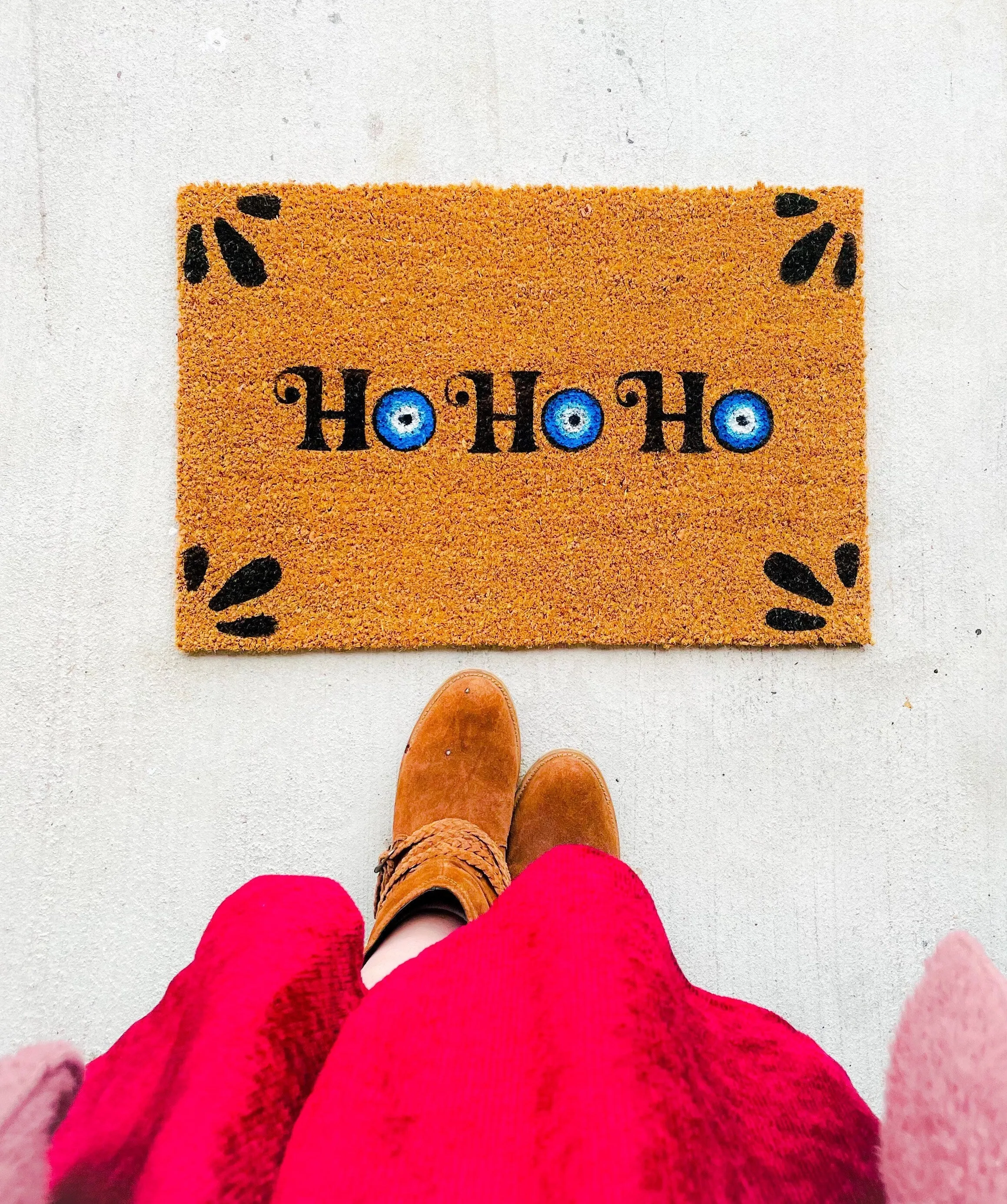 Evil Eye Christmas Doormat Ho Ho Ho Funny Christmas DoorMat, Evil Eye Doormat