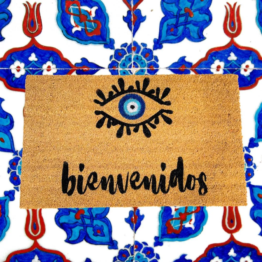 Evil Eye Design Door Mat Custom Door Mat Spanish Version