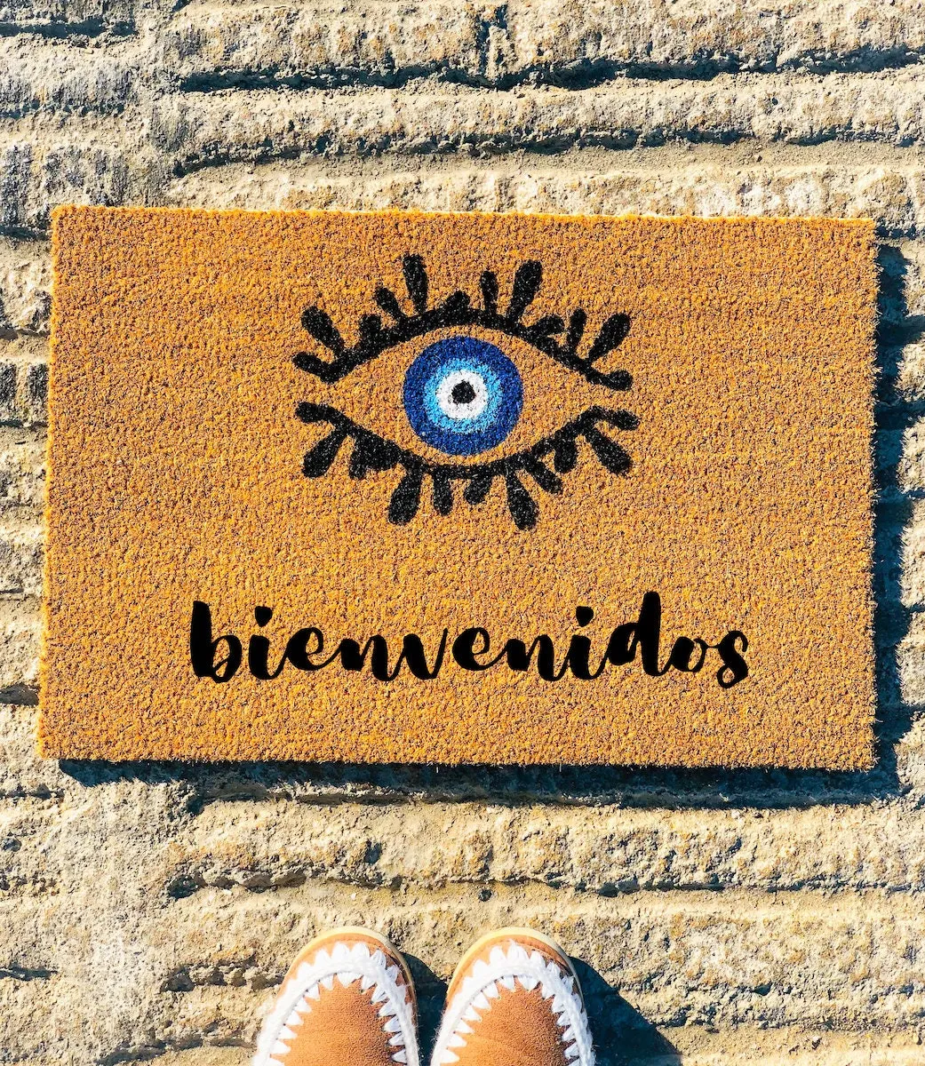 Evil Eye Design Door Mat Custom Door Mat Spanish Version