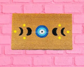 Evil Eye Design Moon Phases Door Mat Boho Door Mat Spiritual Home Outdoor Custom Door Mat