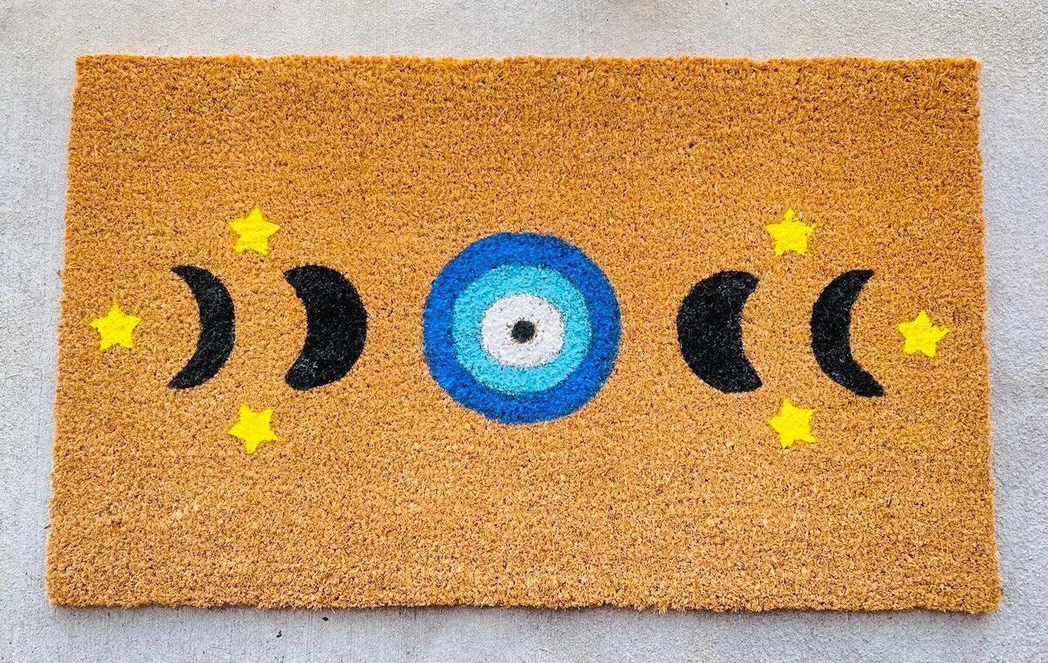 Evil Eye Design Moon Phases Door Mat Boho Door Mat Spiritual Home Outdoor Custom Door Mat