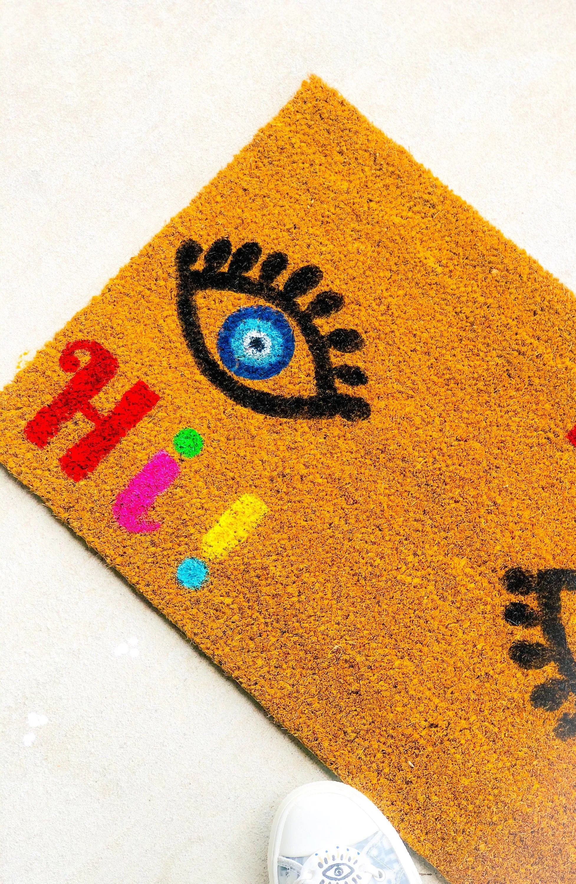 Evil Eye Doormat Hi Bye Funny Door May Colorful Doormat