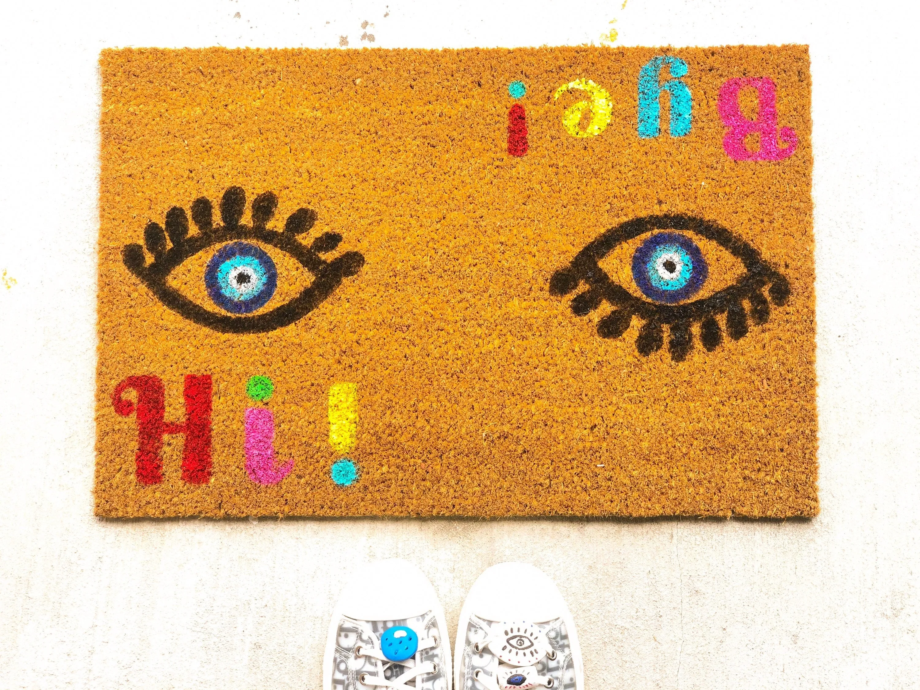 Evil Eye Doormat Hi Bye Funny Door May Colorful Doormat