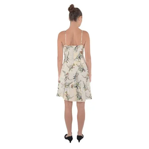 Exclusive TheDinoStaur Design Jurassic Blossom Ruffle Detail Chiffon Slip Dress