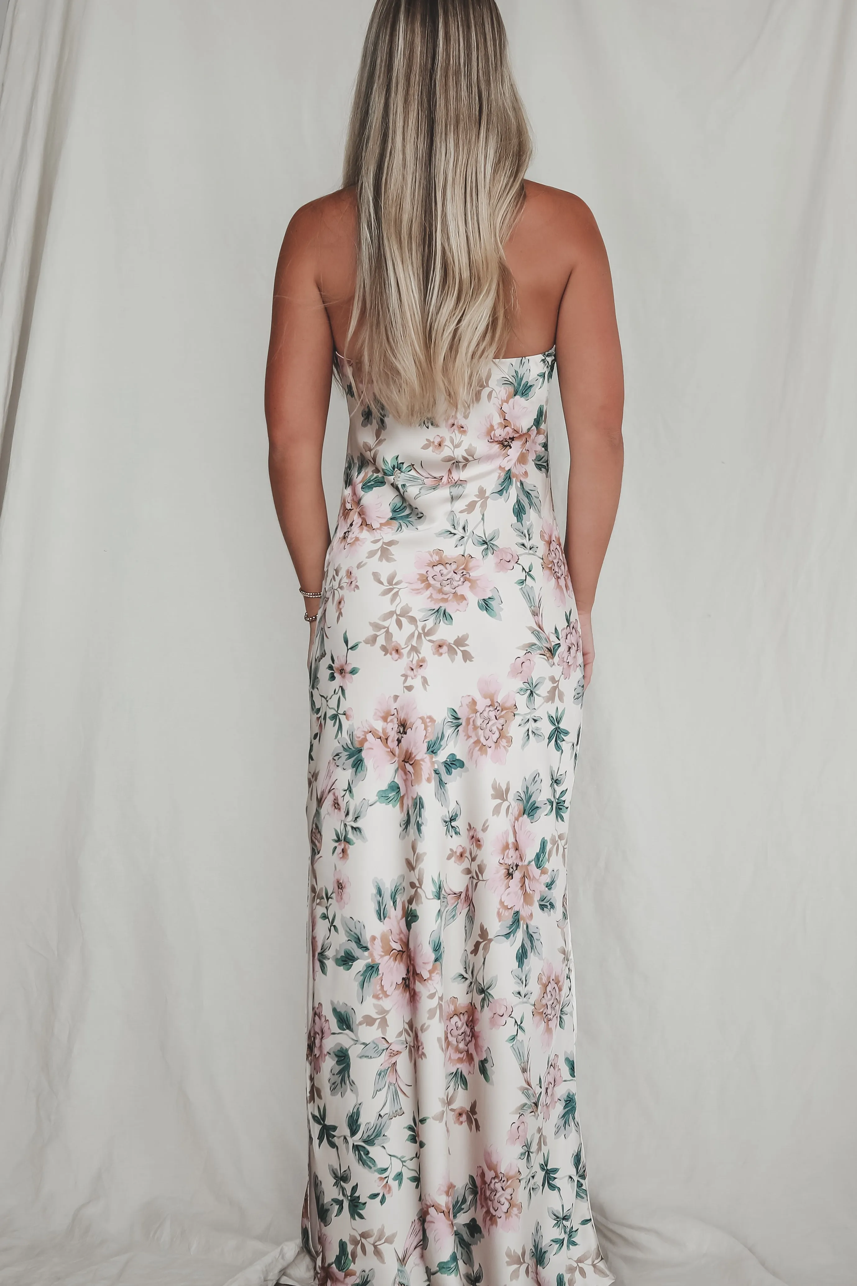 Eyes On You Obviously Ivory Satin Strapless Maxi Dress