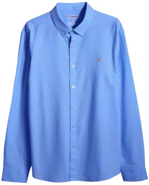 Farah Mens Brewer Long Sleeve Shirt Mid Blue