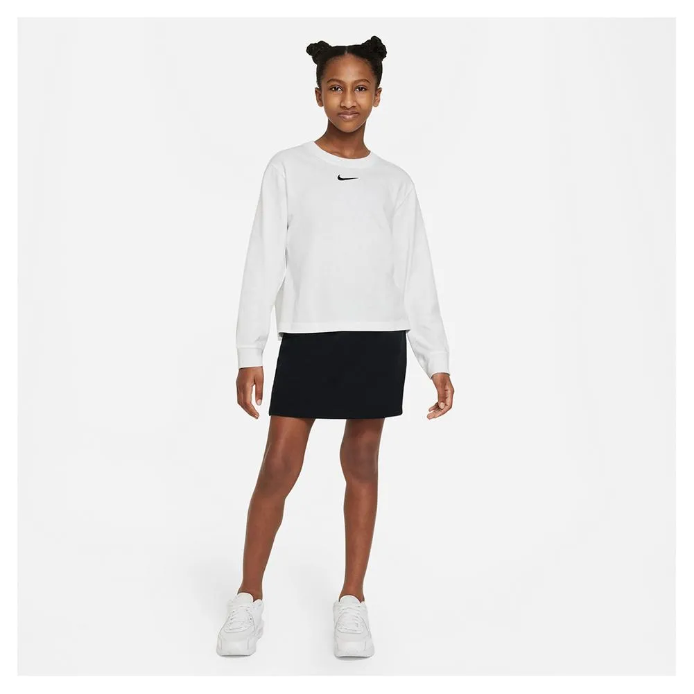 Girls' Sportswear Essential Long-Sleeve T-Shirt White and Black