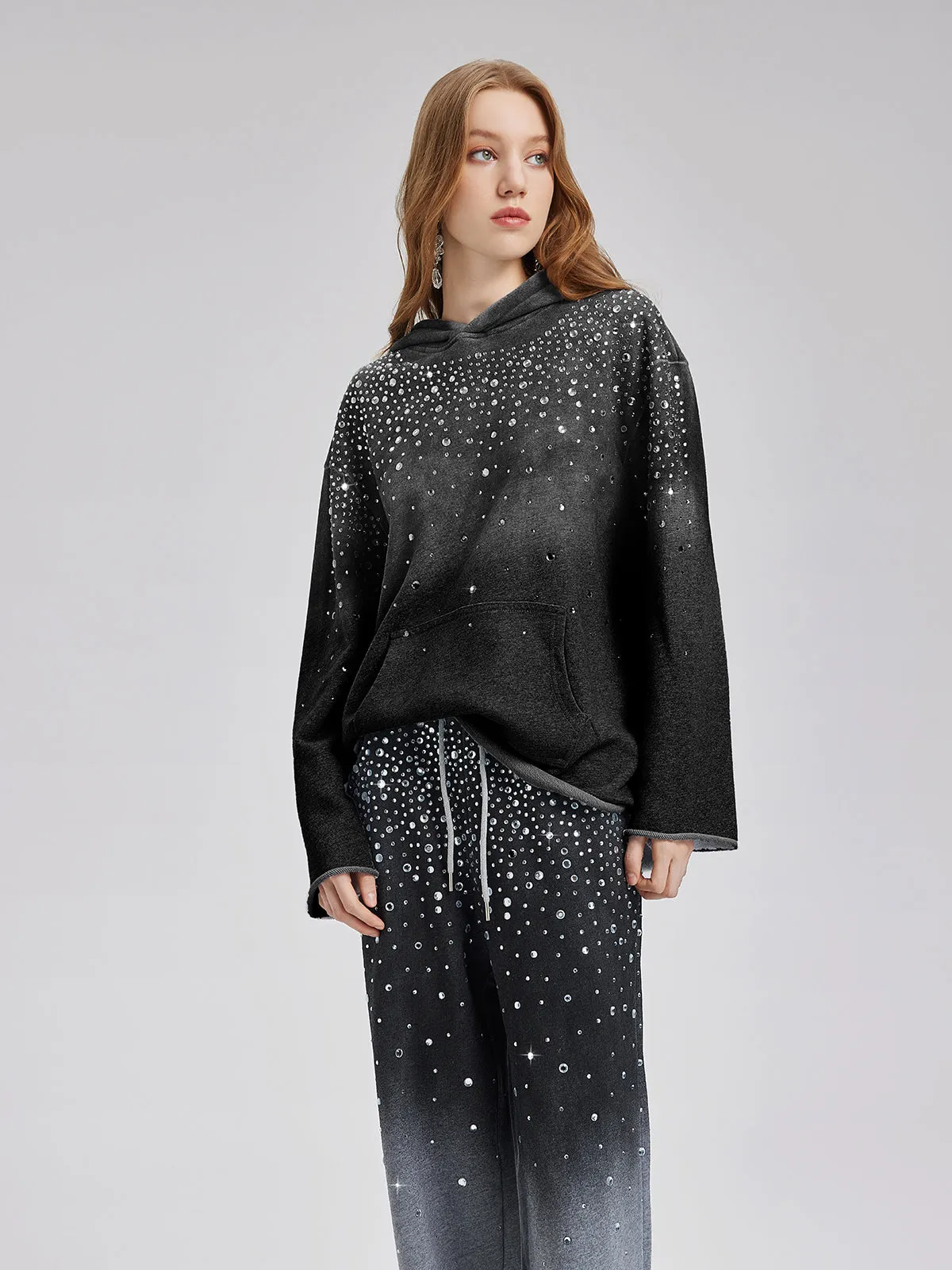 Gradient Starry Beaded Hoodie