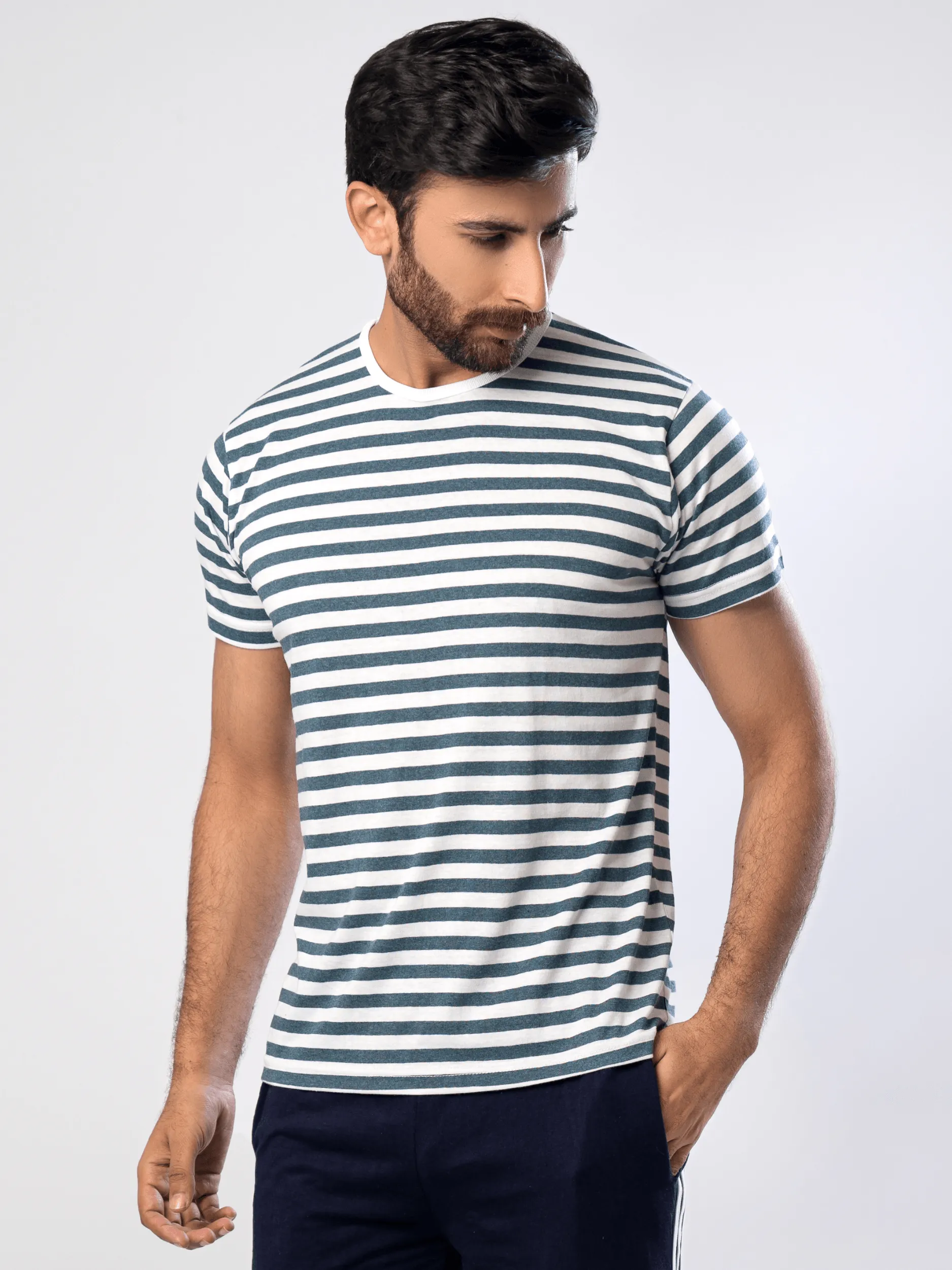 Grey Stripes Short Sleeve T-Shirt