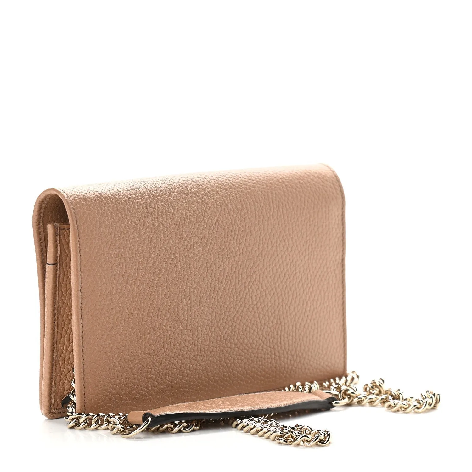 Gucci Soho Wallet on Chain Camelia Beige Leather Crossbody Clutch Bag