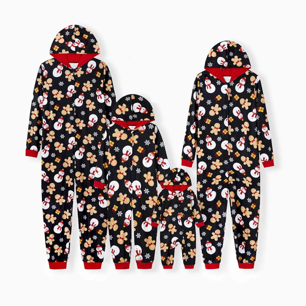 Happy Holidays Hooded Pajamas Family Christmas Onesies Gingerbread Snowman Snowflake Gifts