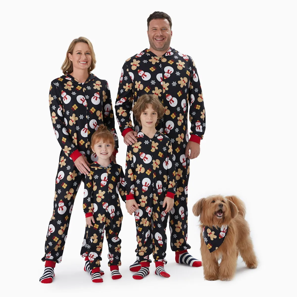 Happy Holidays Hooded Pajamas Family Christmas Onesies Gingerbread Snowman Snowflake Gifts