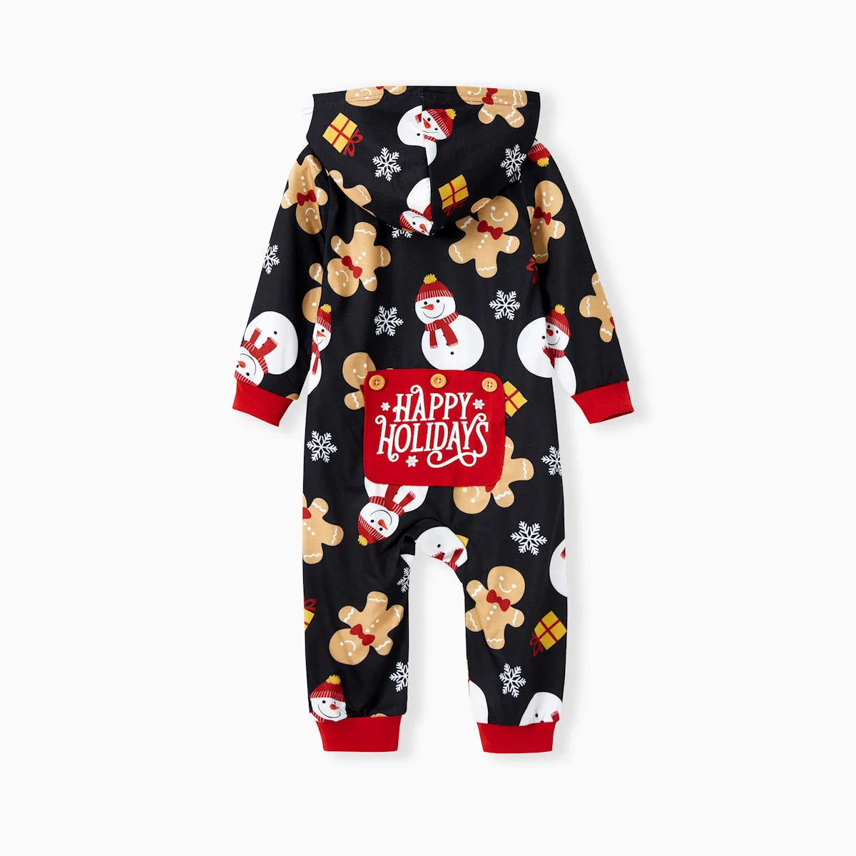 Happy Holidays Hooded Pajamas Family Christmas Onesies Gingerbread Snowman Snowflake Gifts