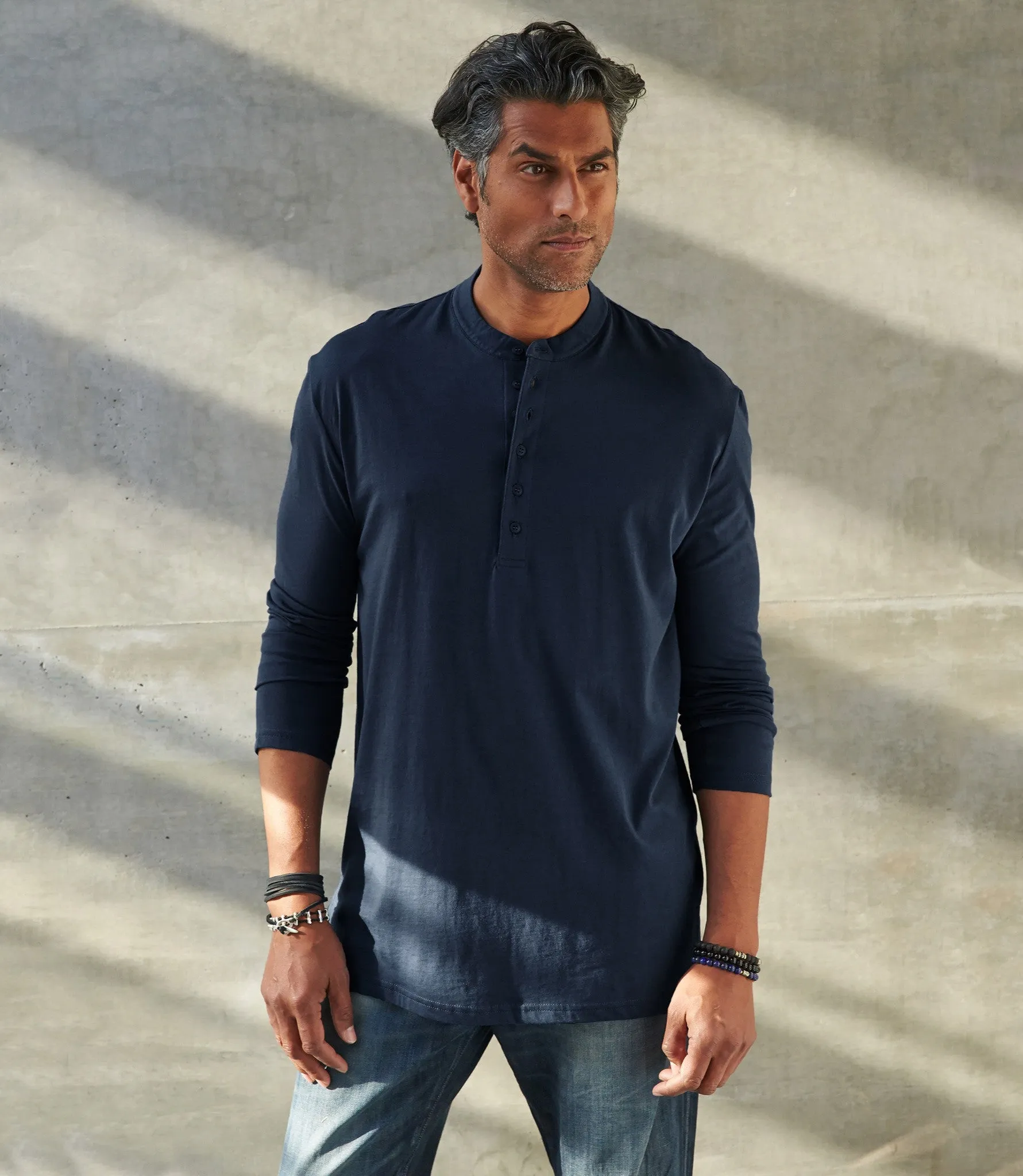 Henley Pima Cotton Long-Sleeve T-shirt