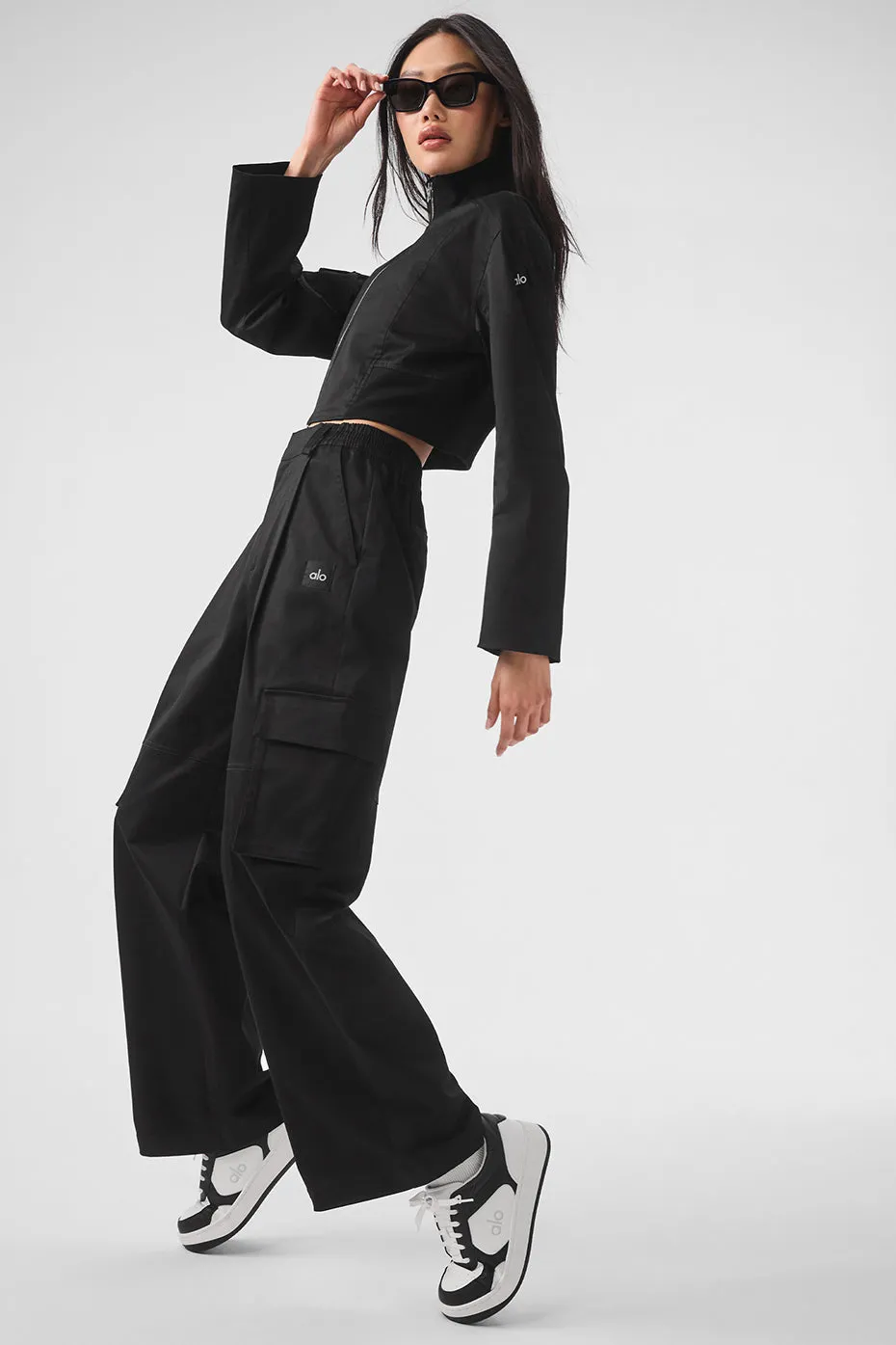 High-Waist Night Out Cargo Trouser - Black