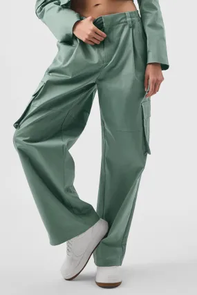 High-Waist Night Out Cargo Trouser - Botanical Green