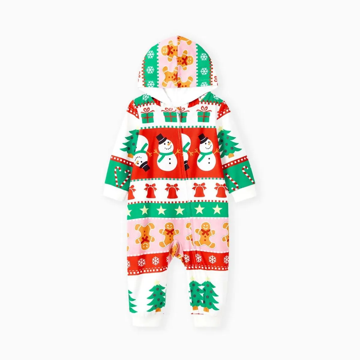 Holly Jolly Hooded Family Christmas Onesies Pajamas Christmas Tree Candy Canes Gingerbread Snowflake Snowman