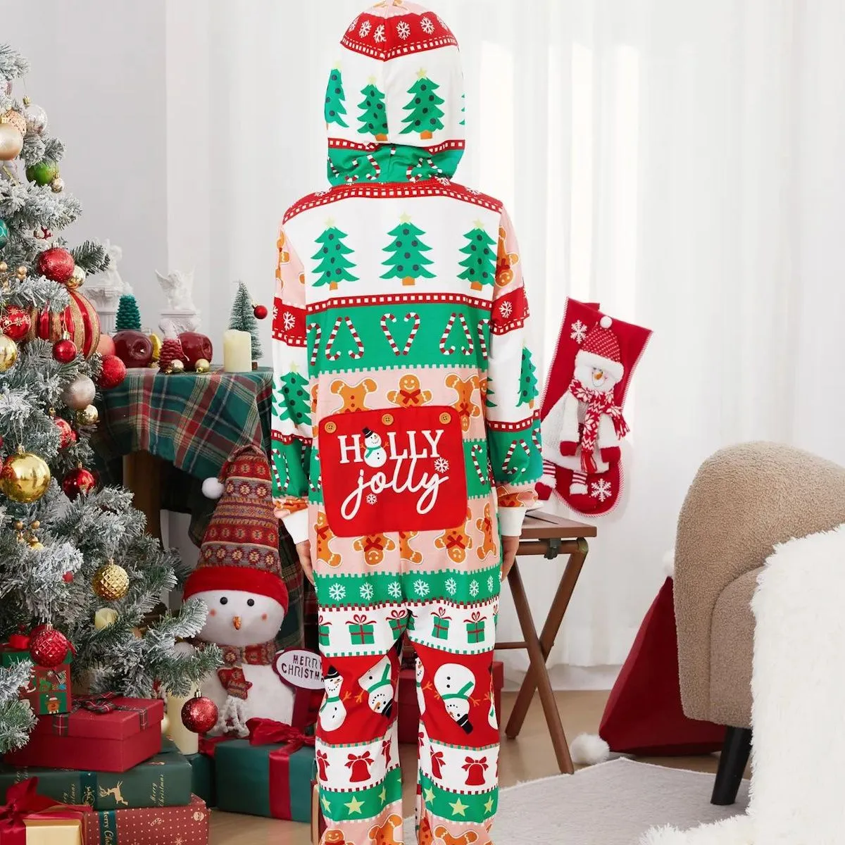 Holly Jolly Hooded Family Christmas Onesies Pajamas Christmas Tree Candy Canes Gingerbread Snowflake Snowman