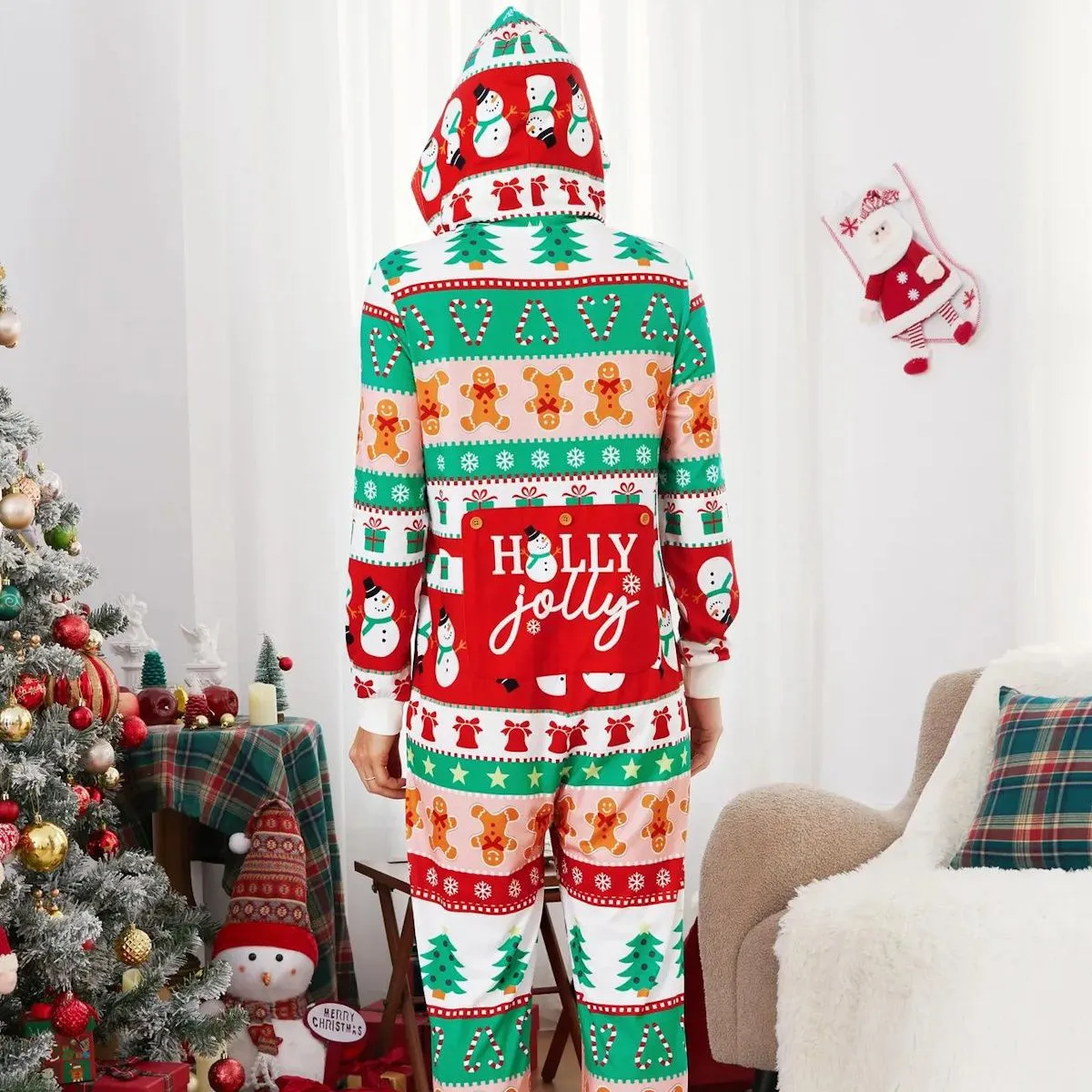 Holly Jolly Hooded Family Christmas Onesies Pajamas Christmas Tree Candy Canes Gingerbread Snowflake Snowman