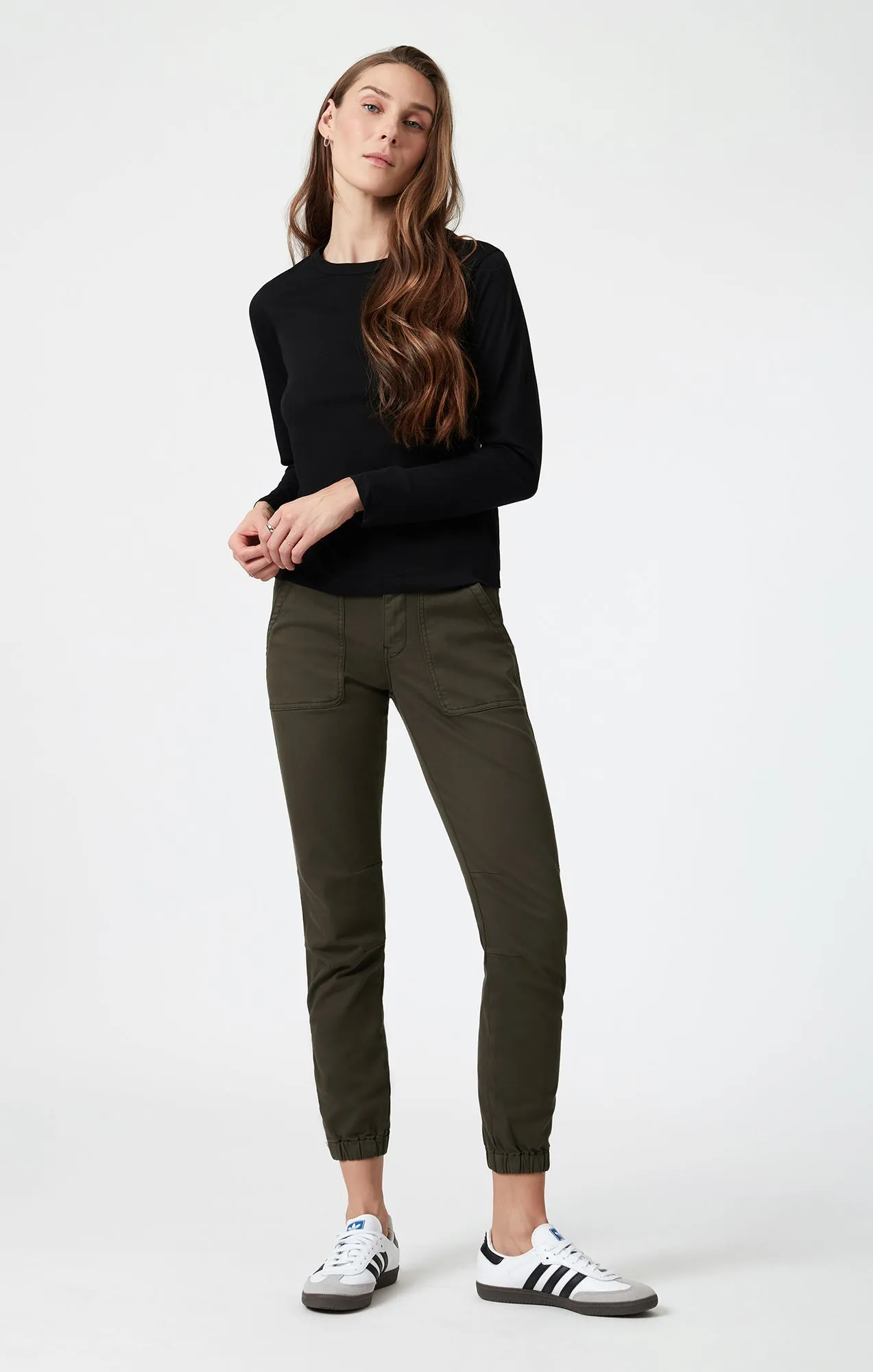 IVY SLIM CARGO IN DARK GREEN LUXE TWILL