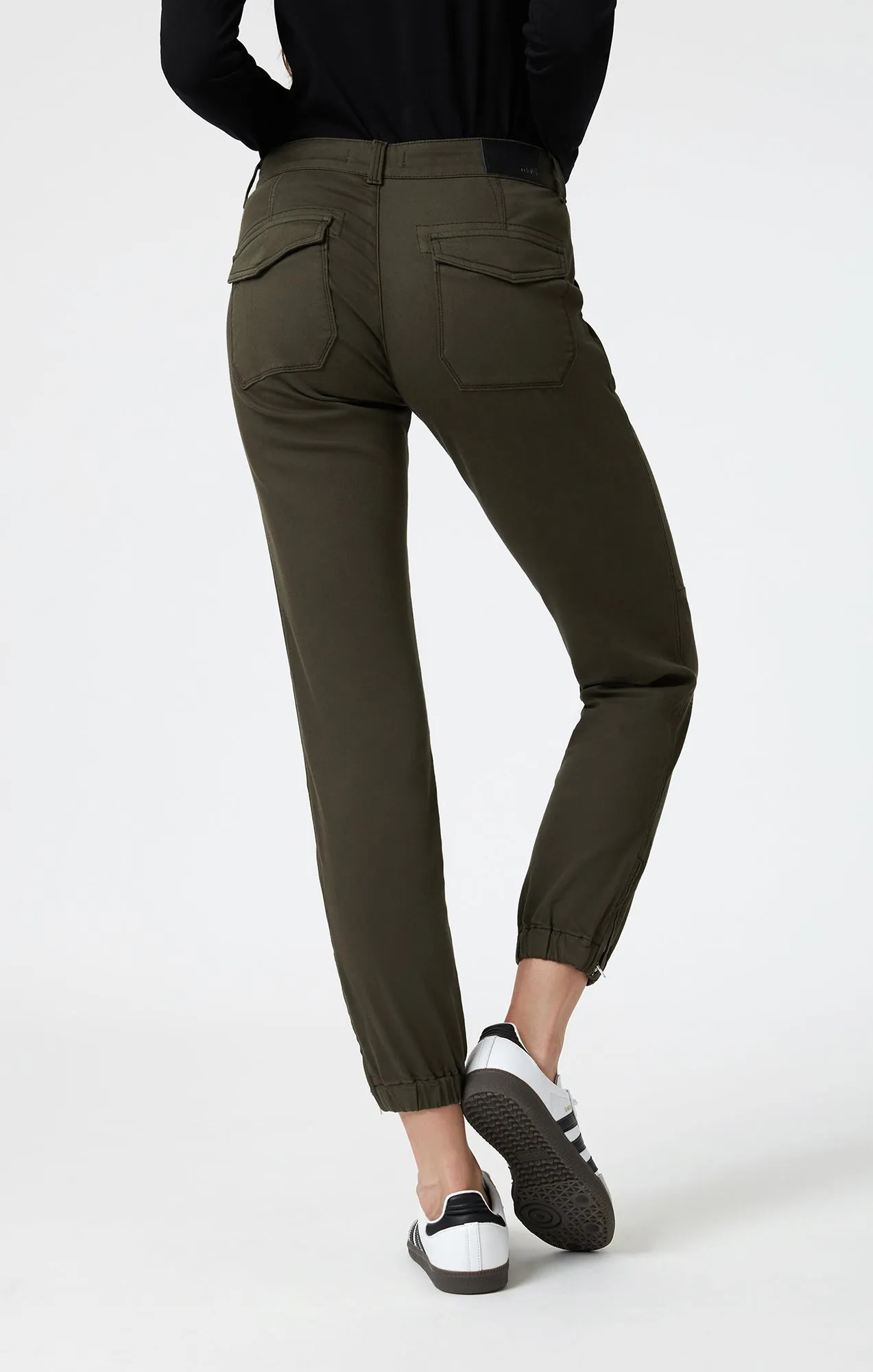 IVY SLIM CARGO IN DARK GREEN LUXE TWILL