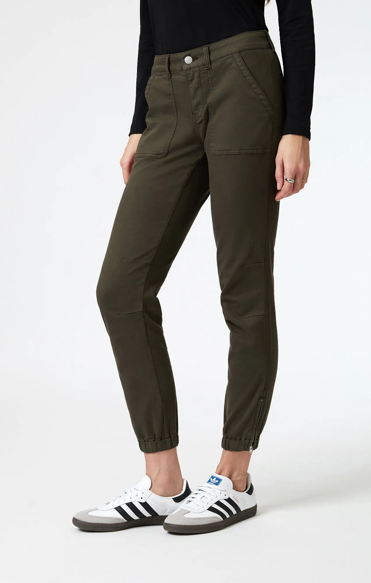 IVY SLIM CARGO IN DARK GREEN LUXE TWILL