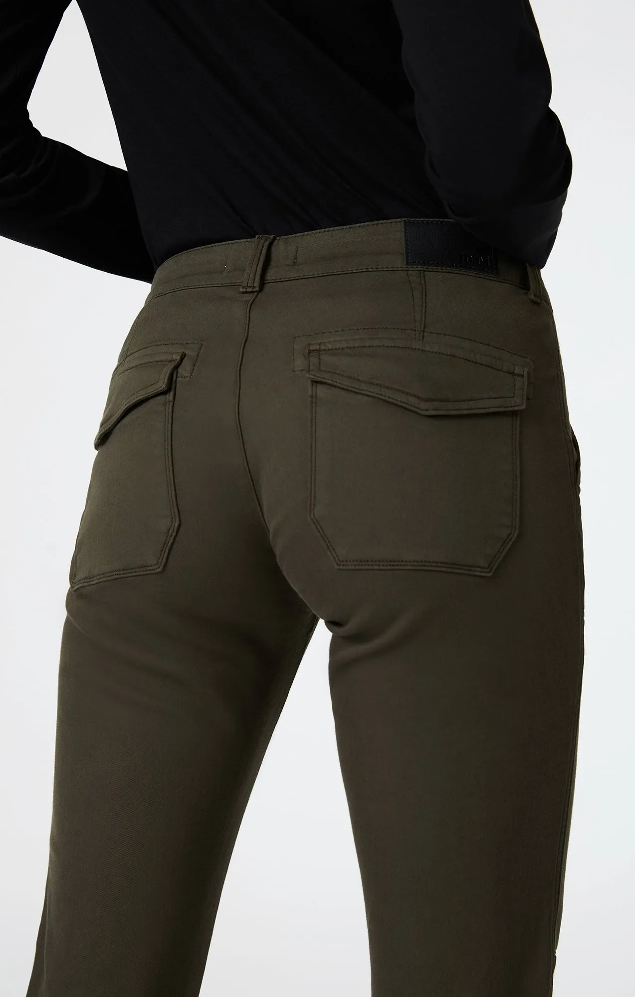 IVY SLIM CARGO IN DARK GREEN LUXE TWILL