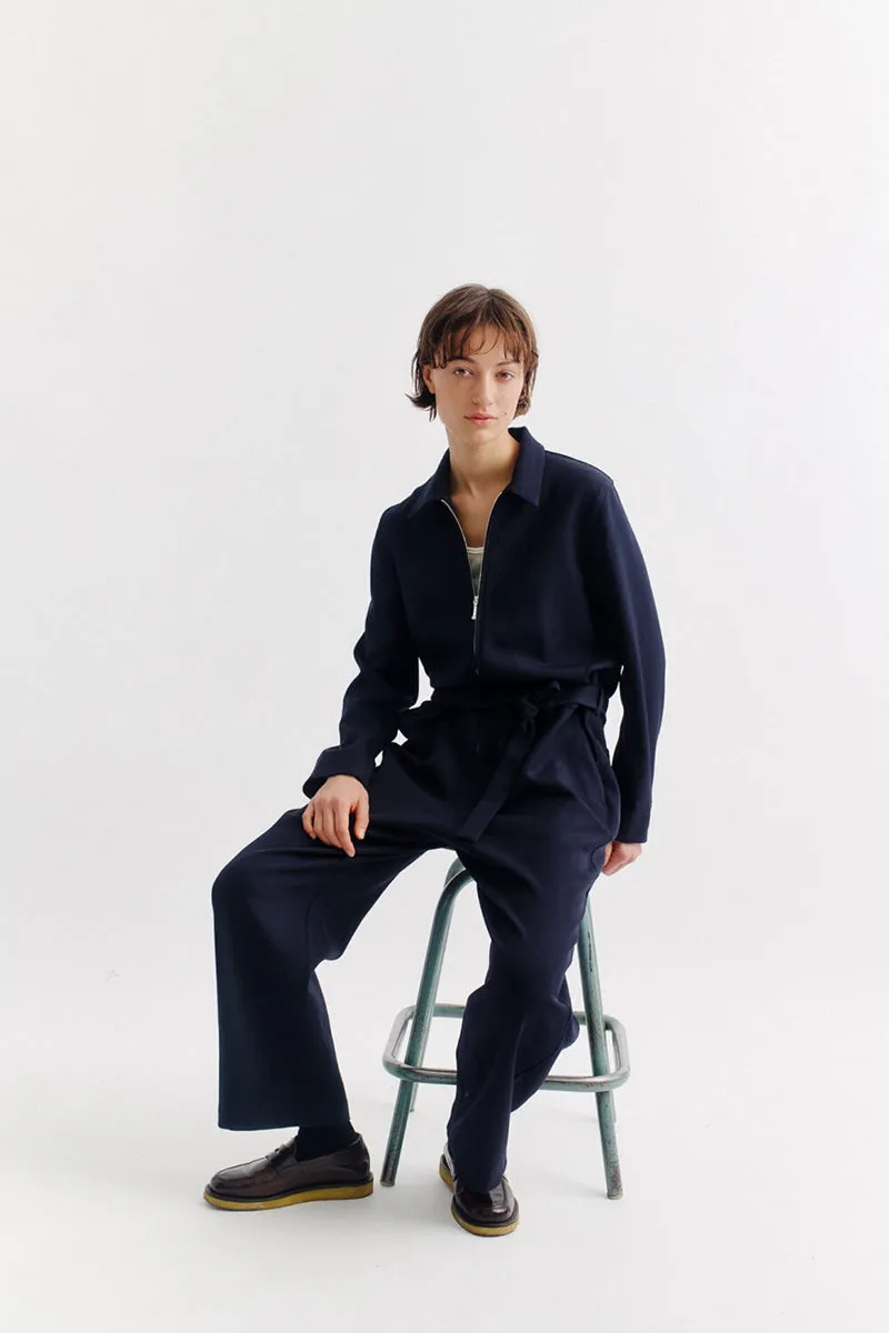 Juliana Virgin Wool Jumpsuit - Navy