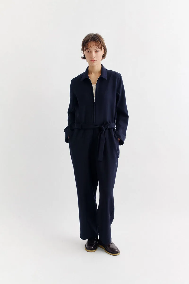 Juliana Virgin Wool Jumpsuit - Navy