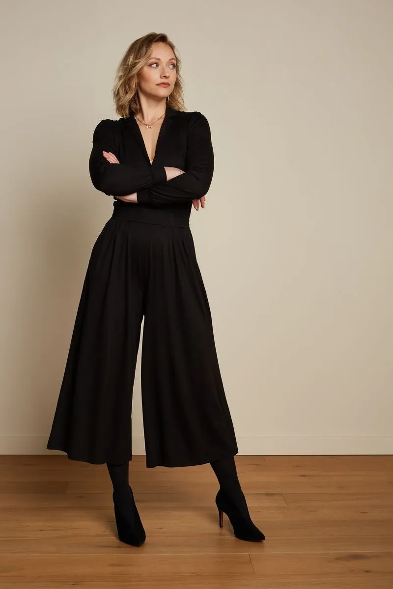 Jumpsuit met vaste tailleband | King Louie Lola palazzo jumpsuit ecovero classic black