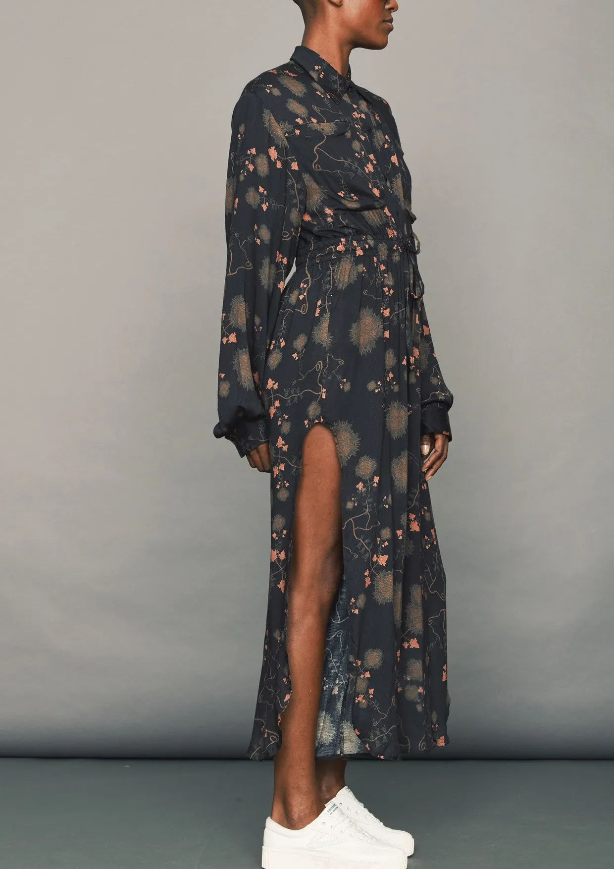 JUMPSUIT WIDE - AIRY SUMMER SILKY RAYON printed black/rust