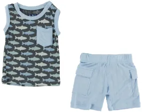 KicKee Pants Stone Trout Tank & Cargo Short Set