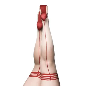 Kix'ies Whitney Sheer Cuban Heel Thigh Highs Nude/Red B