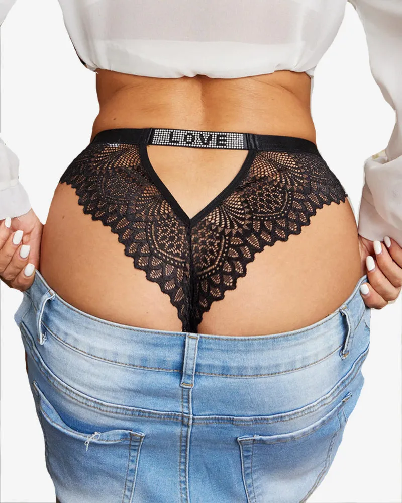 Lace Panty Rhinestone Underwear