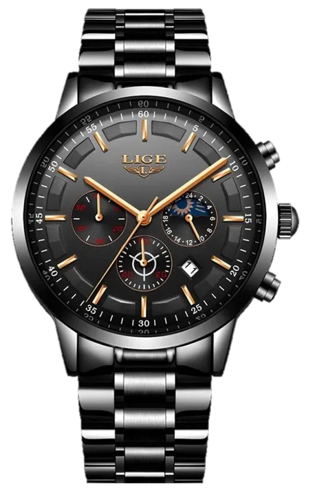 Lige Watch Mens Metal Band Watch