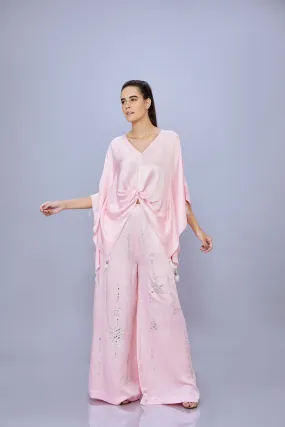 Light Pink plain draped Kaftan & Jumpsuit