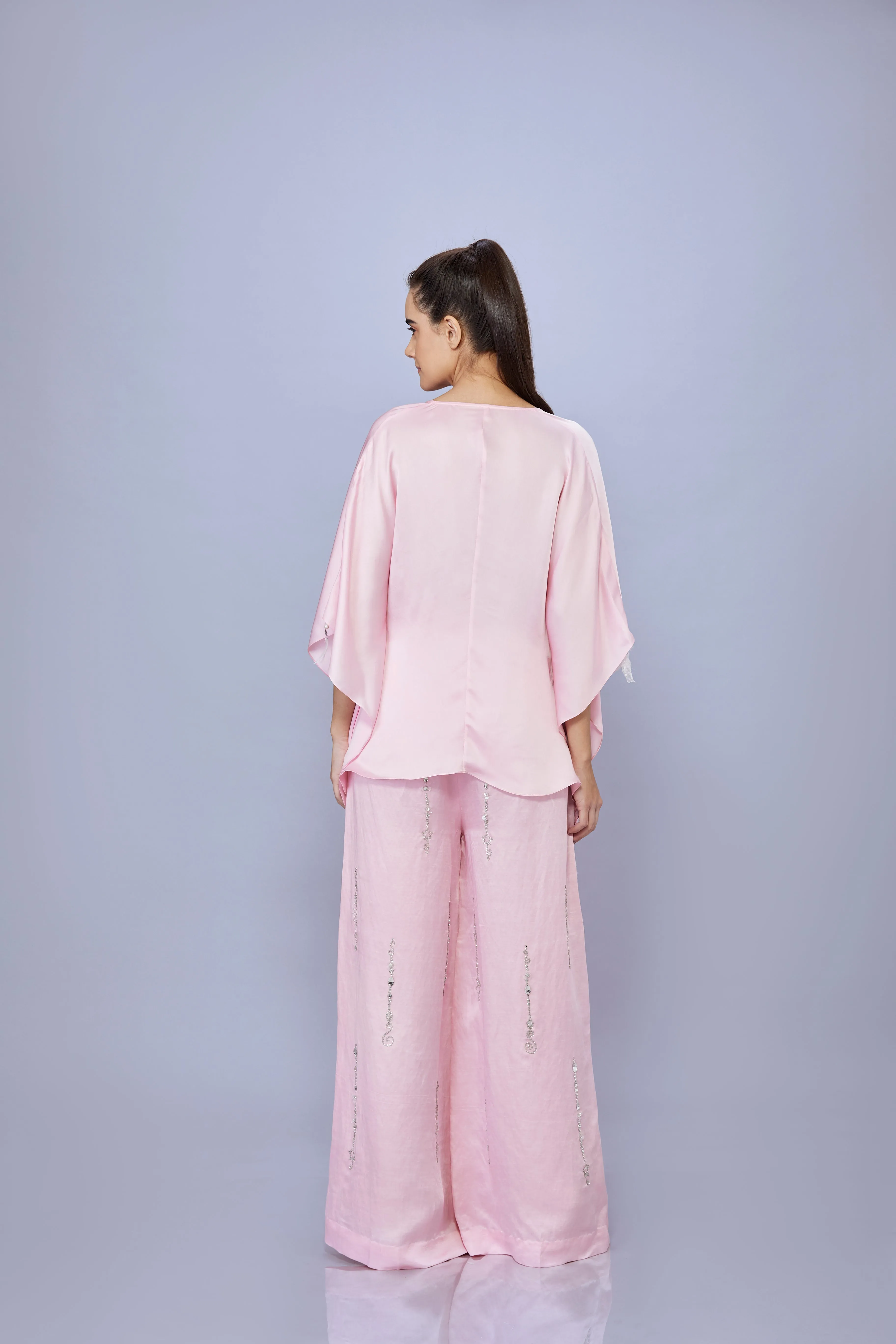 Light Pink plain draped Kaftan & Jumpsuit