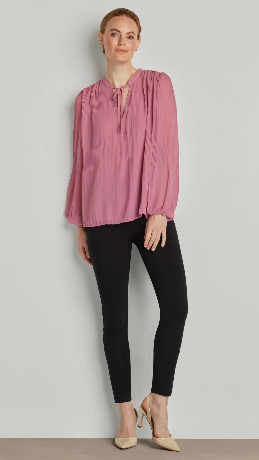 LONG SLEEVE SEMI-PLEATED SHIRT