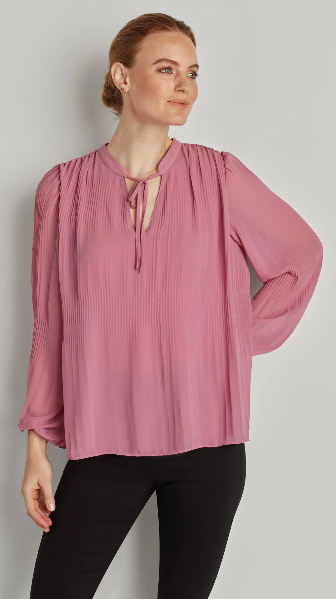 LONG SLEEVE SEMI-PLEATED SHIRT