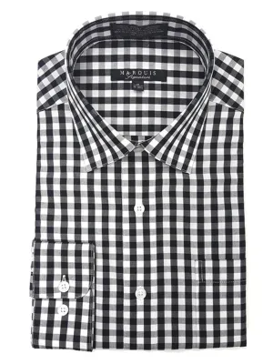 Marquis Men's Gingham Checkered Long Sleeve Modern Fit Shirt