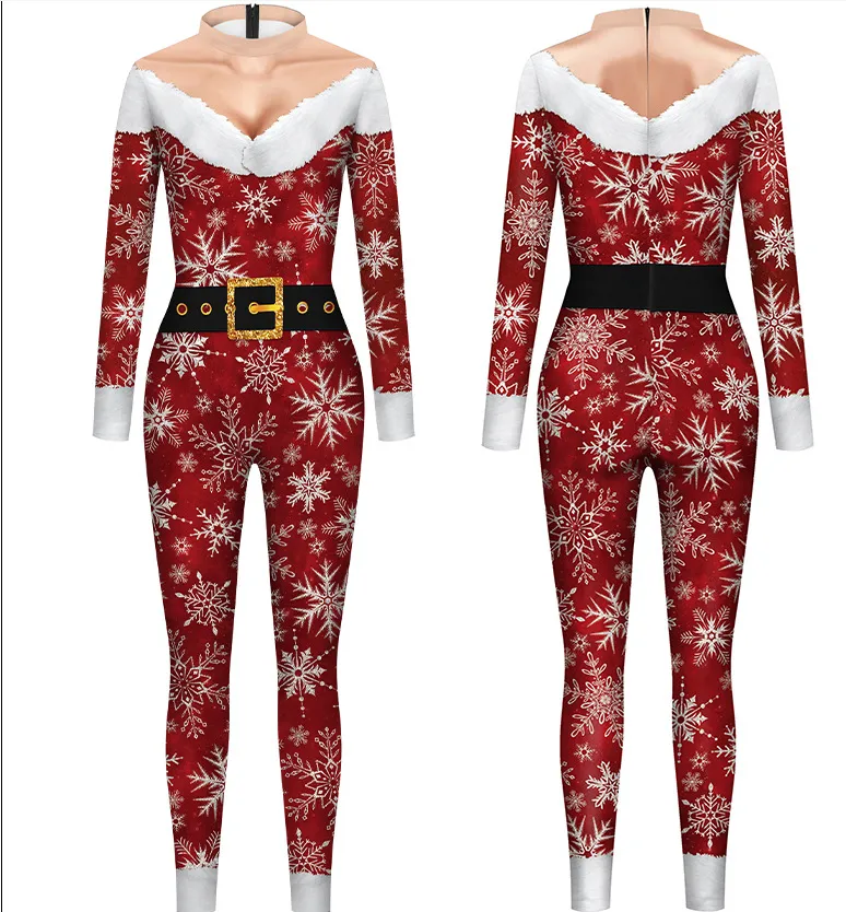 Men's And Women's Christmas Snowflake Digital Printing One-piece