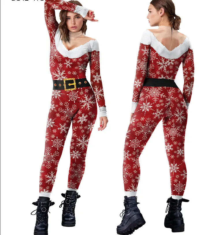 Men's And Women's Christmas Snowflake Digital Printing One-piece