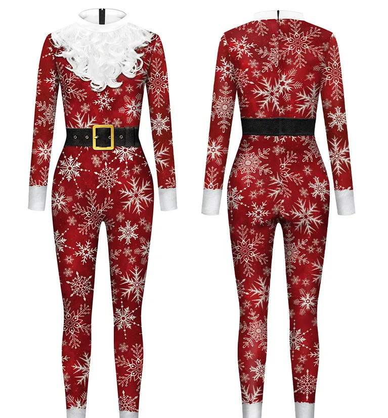 Men's And Women's Christmas Snowflake Digital Printing One-piece