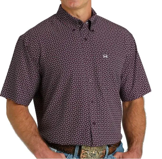 Men's Cinch Arenaflex Purple Print Short Sleeve Shirt