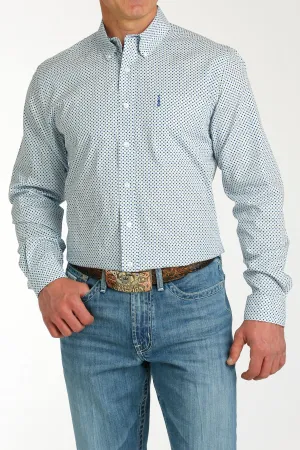 Men's Cinch Light Blue Print Modern Fit Long Sleeve Shirt - MTW1347104